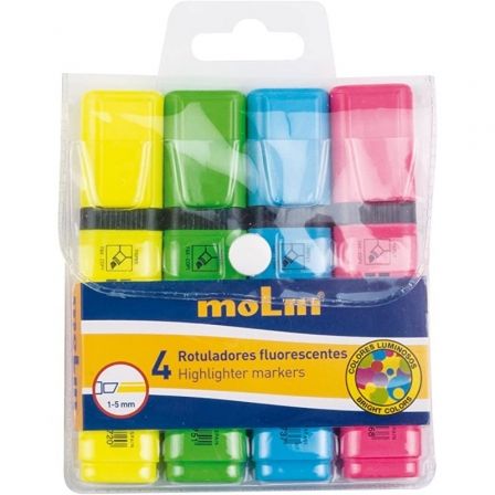 Molin Marcadores Fluorescentes Surtidos de 4 Unidades